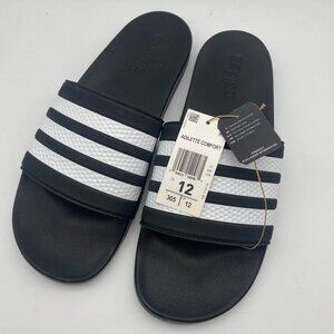 ADIDAS ADILETTE COMFORT SLIDE BLACK/WHITE #FZ0948 US MEN'S SIZE 12/ 13